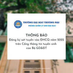 Thông báo đăng ký xét tuyển vào đại học chính quy năm 2022 trên Cổng thông tin tuyển sinh của Bộ giáo dục & Đào tạo