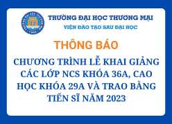 Chương trình Lễ khai giảng các lớp nghiên cứu sinh khóa 36A, cao học khóa 29A và trao bằng tiến sĩ năm 2023