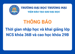 Thời gian nhập học và khai giảng lớp nghiên cứu sinh khóa 36B và cao học khóa 29B