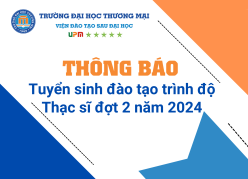 Tuyển sinh đào tạo trình độ Thạc sĩ đợt 2 năm 2024